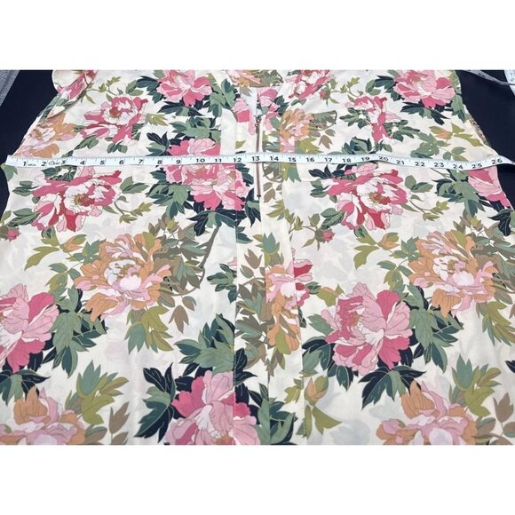 Torrid Women’s Georgette Pink Floral Zip Front Cap Sleeve Blouse Top Sz 1X - Picture 7 of 8